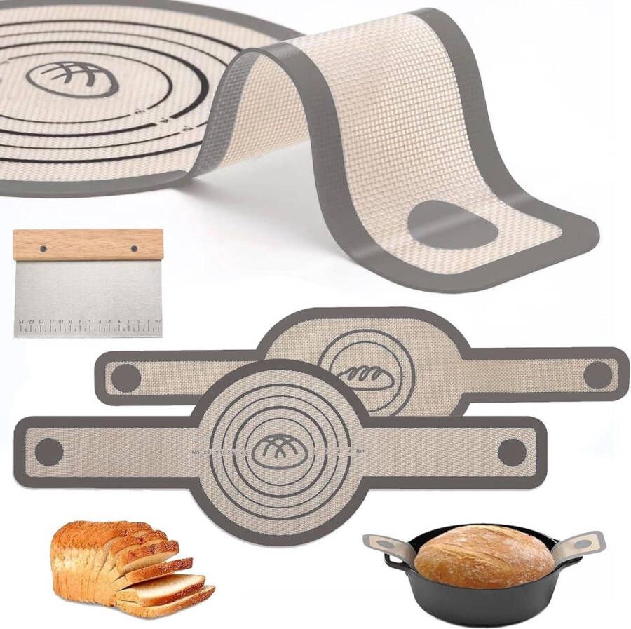 Siliconen bakmat voor Dutch Oven 2 stuks duurzame bakmat voor brood anti-aanbak herbruikbaar met lange handgrepen