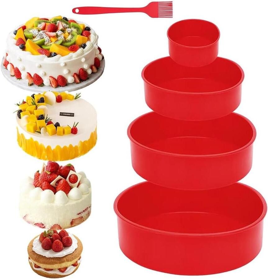 Siliconen bakvorm set 4 stuks rond 10 6 8 25 cm antiaanbaklaag taartvormen voor cheesecake regenboogtaart chiffontaart