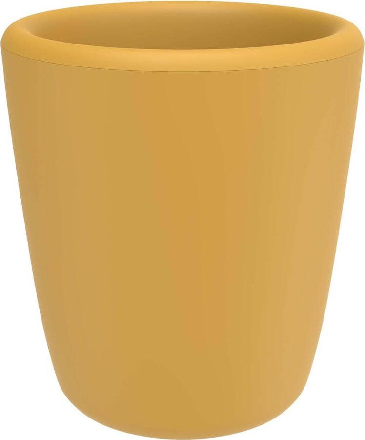 Siliconen beker drinkbeker voor kinderen leerbeker kinderbeker antislip geel kinderservies babybeker siliconen beker voor baby's en peuters vaatwasmachinebestendig BPA-vrij 140 ml