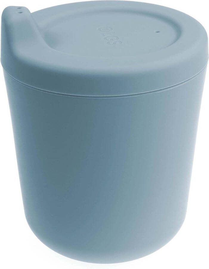 Siliconen beker leerbeker voor kinderen drinkbeker met deksel kinderbeker blauw kinderservies babybeker siliconen beker voor baby's en peuters vaatwasmachinebestendig BPA-vrij 170 ml (ether)