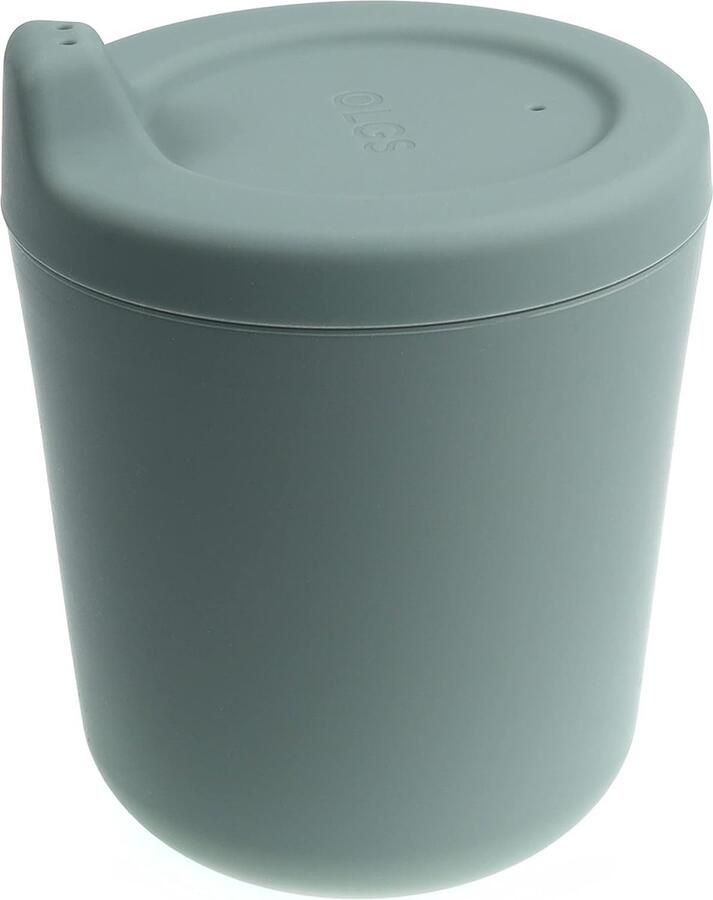 Siliconen beker leerbeker voor kinderen drinkbeker met deksel kinderbeker groen kinderservies babybeker siliconen beker voor baby's en peuters vaatwasmachinebestendig BPA-vrij 170 ml (salie)