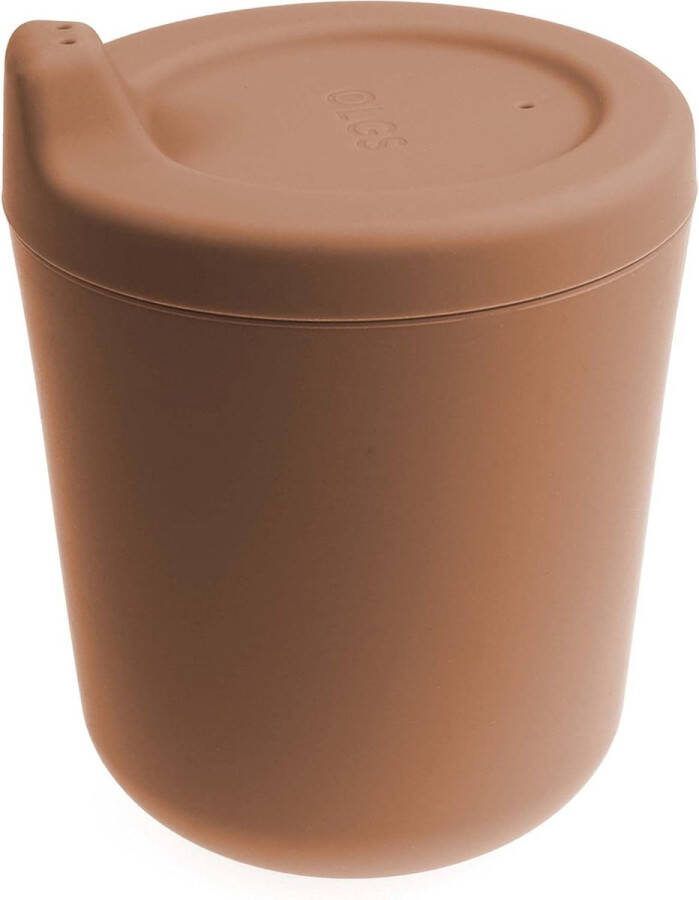 Siliconen beker leerbeker voor kinderen drinkbeker met deksel kinderbeker kinderservies babybeker siliconen beker voor baby's en peuters vaatwasmachinebestendig BPA-vrij bruin 170 ml (klei)