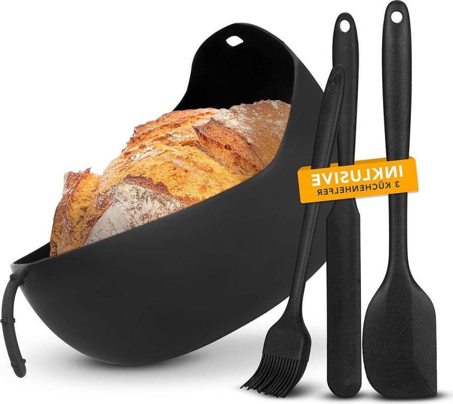 Siliconen broodbakvorm set recepten 3 in 1 incl. keukenhulp 500 g 750 g 1000 g rond ovaal bakvorm brood silicone