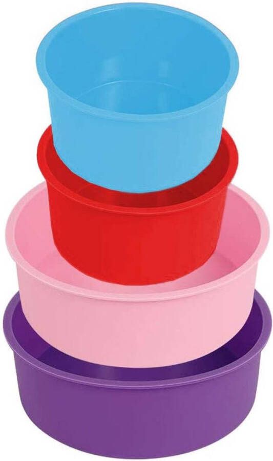 Siliconen Cakevorm Ronde Bakvorm Taartvorm 6 inch 4 inch Anti-aanbak Bakvormen Pan Multikleurig Pakket van 4
