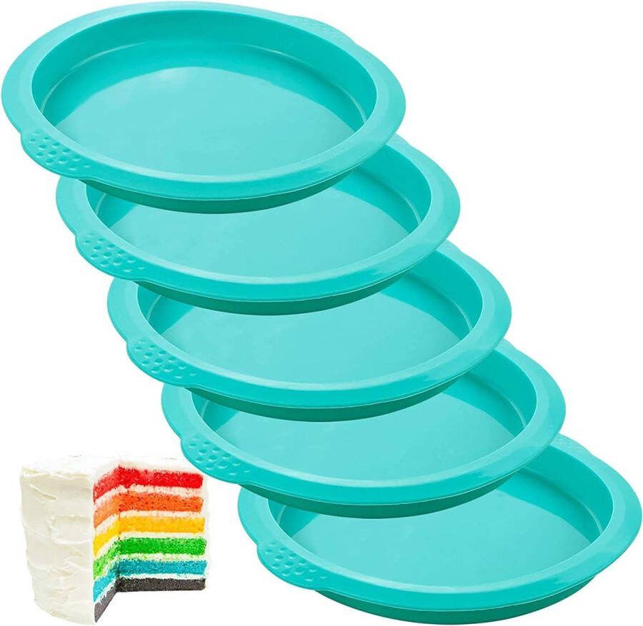 Siliconen cakevorm set ronde gelaagde cake bakvorm 5 stuks 15 cm siliconen bakvorm anti-aanbaklaag bakvormen pan pizza schimmel