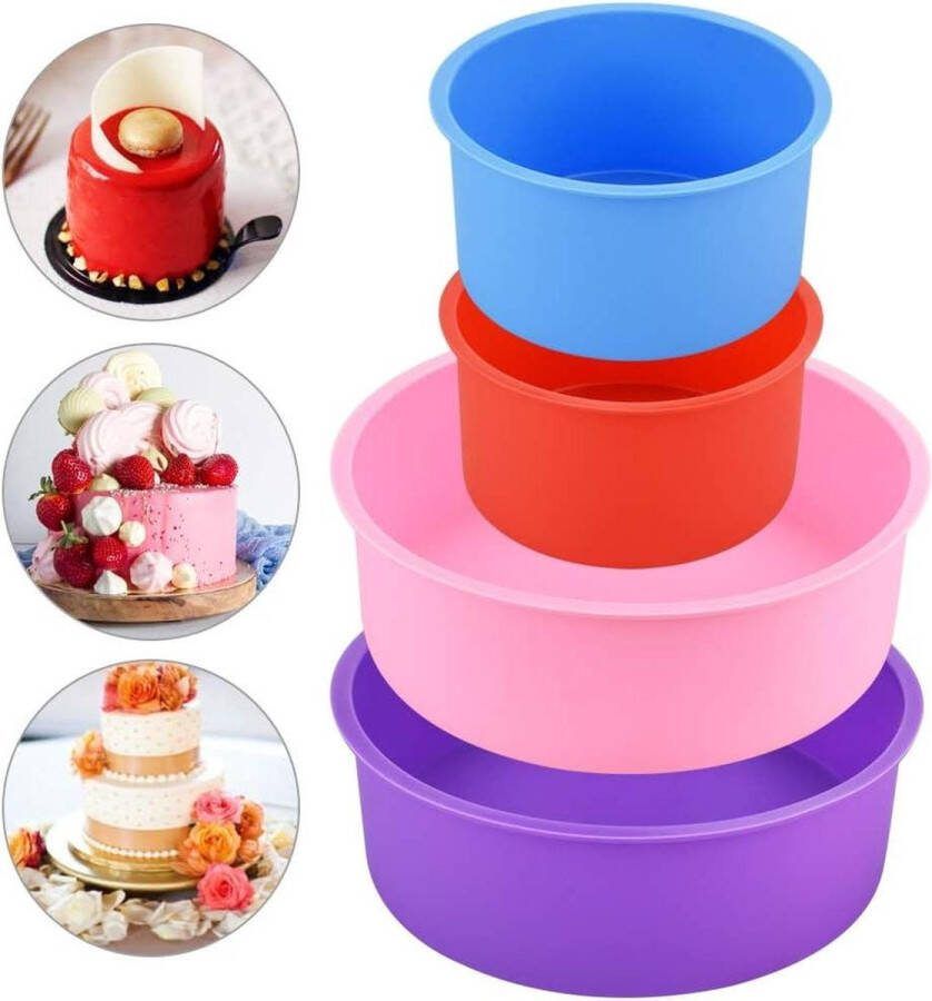 Siliconen cakevormen Set van 4 Rond Taartbakvormen Taartbodemvorm 4 6 inch Gelaagde cake Cheesecake