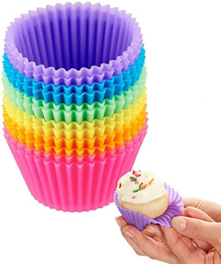Siliconen Cupcake Vormpjes 12 stuks Gekleurde Siliconen cupcakevormpjes BPA Vrij Bakvormen Muffin Bakvormpjes Vormpjes Hittebestendige Muffinvormpjes