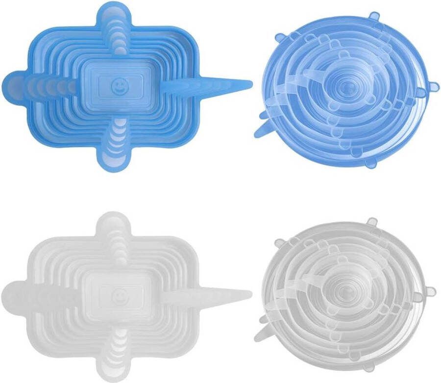 Siliconen deksels 24 stuks siliconen stretch deksels BPA-vrij herbruikbaar in verschillende maten siliconen vershouddeksel voor schalen potten glazen blikjes bekers