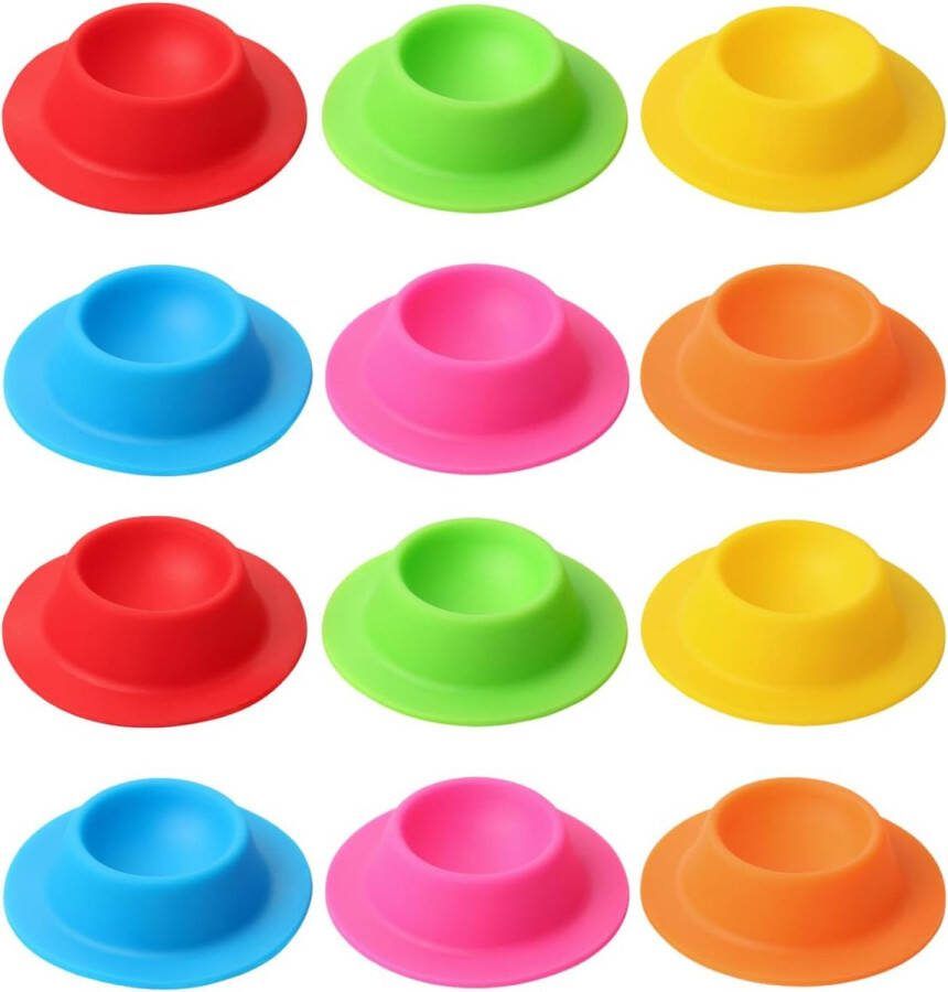 Siliconen eierdopjes kleuren 4 6 of 12 stuks 8 5 x 2 5 cm eierhouder met plank eierstandaard BPA-vrij formaat 12 stuks