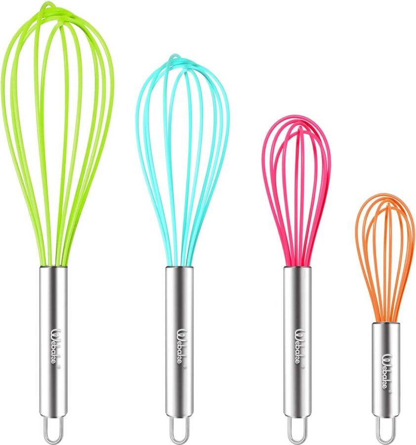 Siliconen garde set van 4 18 cm 22 cm 25 cm 30 5 cm gardeset Garde Hittebestendige mini-garde Ballongarde voor mixen kloppen opschuimen en roeren
