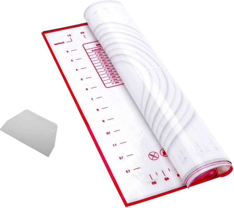 Siliconen Gebak Mat Extra Dikke Rode Niet-Stick Bakmat Met Meting Fondant Mat Deeg Rolling Mat 30x40CM