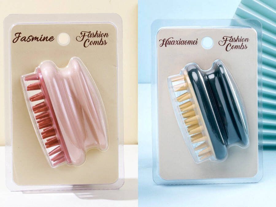 Siliconen Haarborstel 2x Scalp Massager Shampoo Massageborstel Scalp Brush Hoofdmassage Massage Shampoo Brush Hair Brush Hairbrush Hoofdhuid borstel Groen +Roze