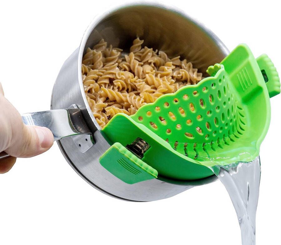 Siliconen hangende keukenzeef zeef voor pasta groenten fruit (groen)