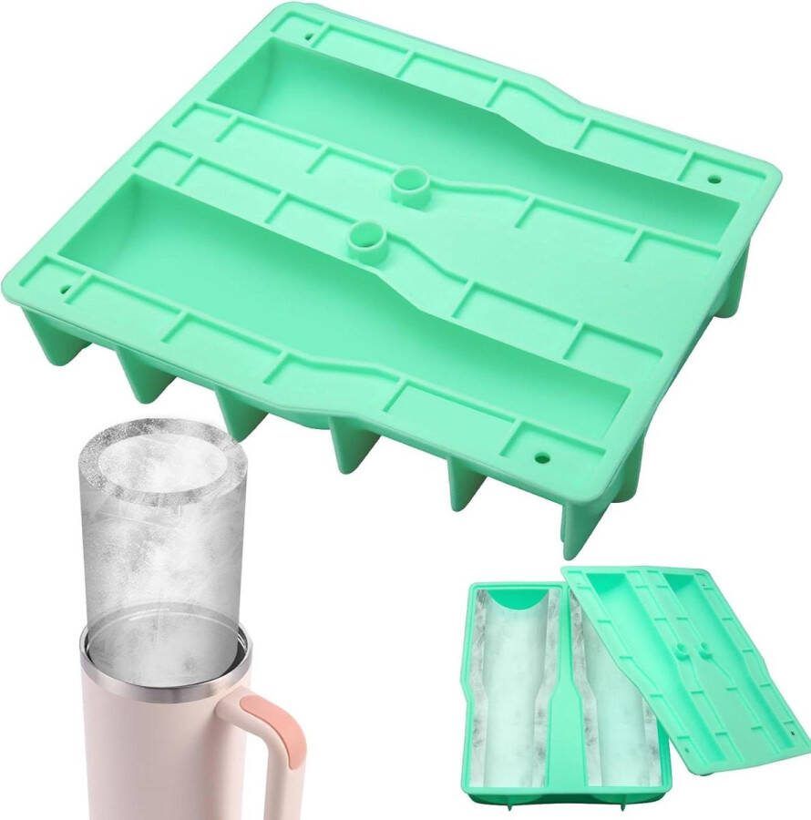 Siliconen Holle Cilinder Ice Cube Tray Deksel en Bak Vriezer Ijsvorm voor Sap IJsdrank Cocktail Groen