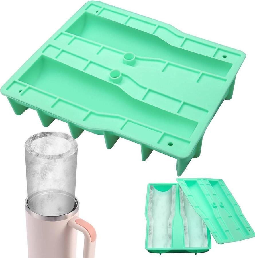 Siliconen holle cilinder ijsvorm met deksel en bak voor vriezer sap ijsdrank cocktail (groen) Ice cube tray