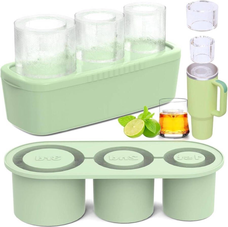 Siliconen holle cilinder-ijsvormen IJsblokjeshouder voor bekers Vriezer ijsdrank sap whiskey cocktail 500 ml 100 ml (groen)