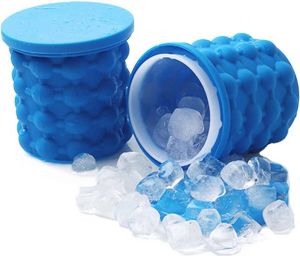 Siliconen ijsblokjes maker met deksel-IJsemmer bierkoeler-blauw
