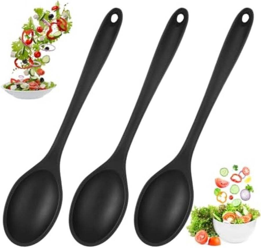 Siliconen Kooklepels Set 3 Stuks Anti-aanbak 27 cm Keuken Roerlepel