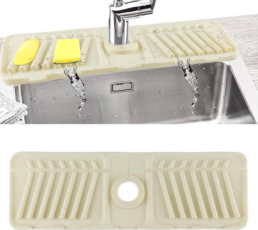 Siliconen kraan mat gootsteen spatbescherming voor gootsteen keukenkraan gootsteen spatbescherming gootsteenkussen spatbescherming voor keuken badkamer werkbladbescherming (beige)