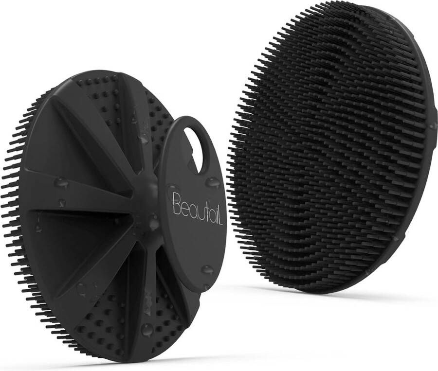 Siliconen lichaamsborstel doucheborstel van siliconen zachte peelingborstel badborstel hygiënischer dan luffa voor vrouwen mannen gevoelige huid 1 stuk zwart
