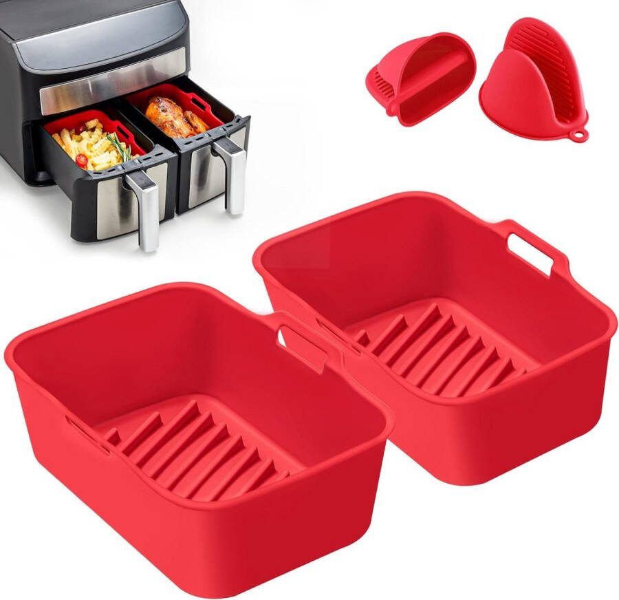 Siliconen luchtfriteuse voering 2 stuks Nieuwste siliconen pot ovenhandschoenen herbruikbare siliconen mand dubbele heteluchtfriteuse Ninjas AF400UK