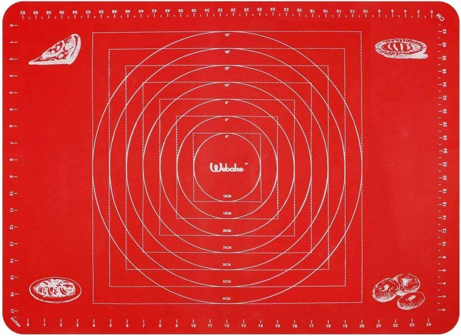 Siliconen mat bakken grote siliconen bakmat 70 x 50 cm bakonderlegger anti-aanbaklaag deegmat uitrolmat fondant mat voor deegrollen werkmat fondant rood