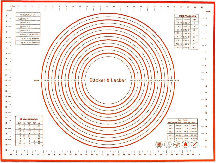 Siliconen mat bakmat 80 x 60 cm groot anti-aanbaklaag antislip bakmat deegmat met meting voor fondant gebak pizza BPA-vrij (oranje)