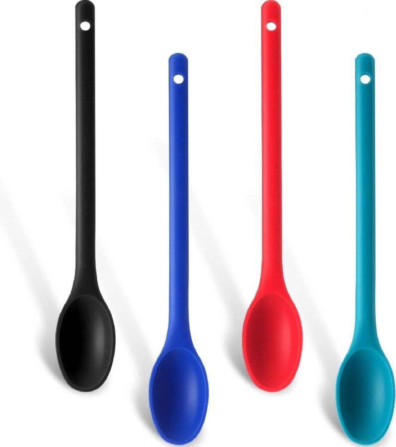 Siliconen Menglepel Hittebestendige Nonstick Serveerlepel 4 Stuks Keuken Koken Bakken