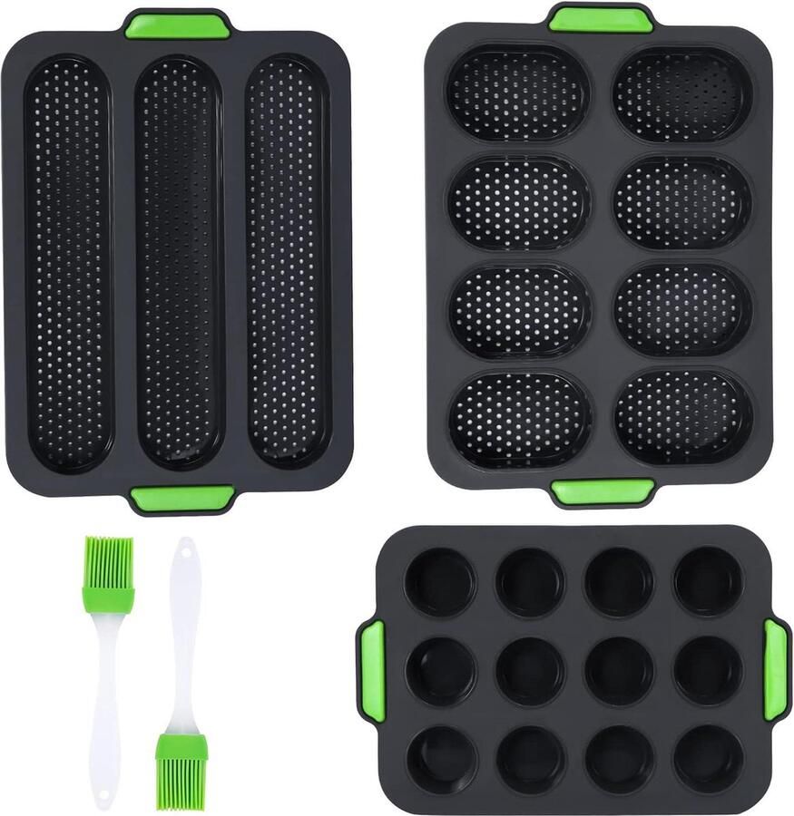 Siliconen Mini Baguette en Mini Muffin Bakplaat Broodjes Bakvorm Silicone Broodbakvorm Voor Baguette Muffins en Cupcakes