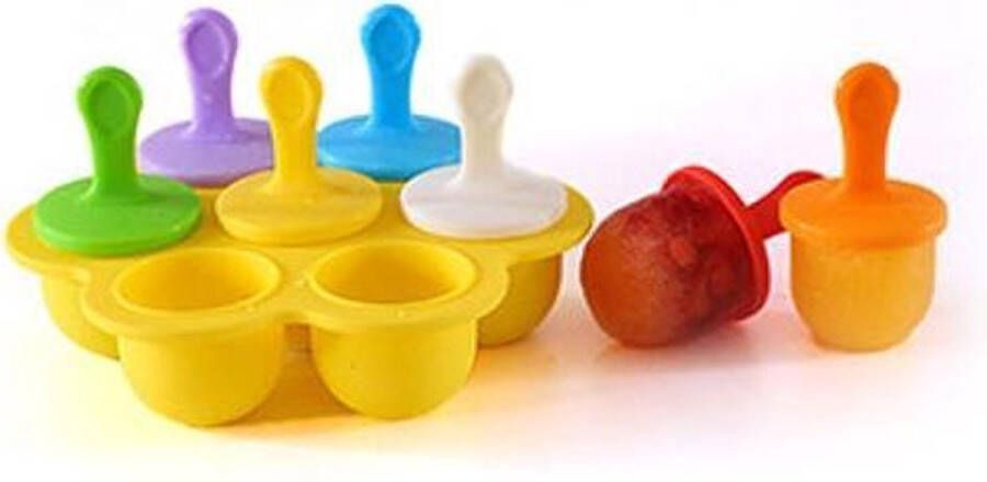 Siliconen mini ijs pops ijs bal lolly maker popsicle mallen baby diy voedingssupplement tool (Geel)