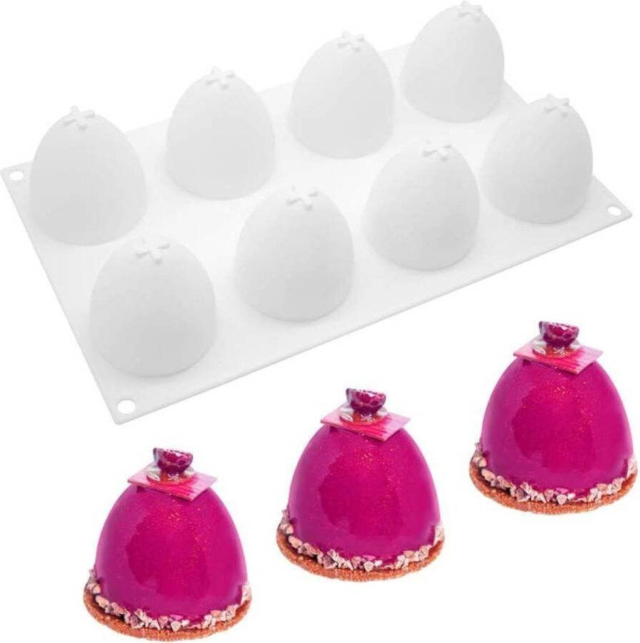 Siliconen mousse 3D bakvormen DIY-mal 8 gaten half ei Cakevormen