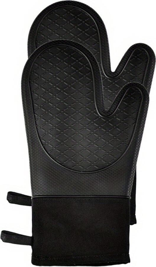 Siliconen Ovenwanten Ovenhandschoenen Barbecue Handschoenen Hittebestendig BBQ Zwart