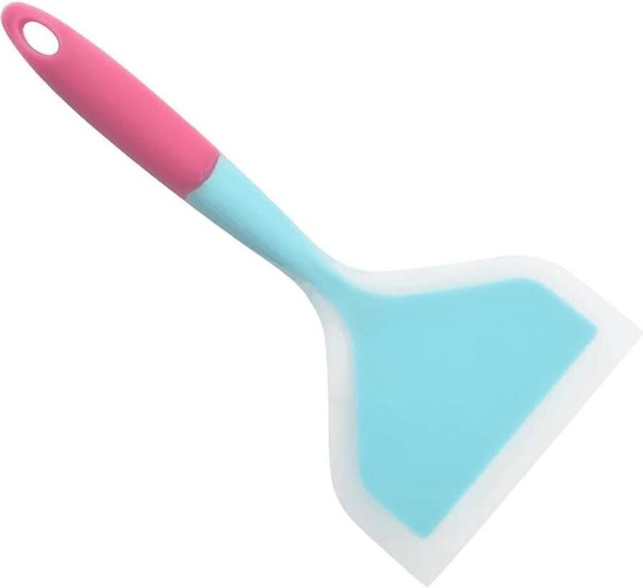 Siliconen pannenkoeken schep brede spatel hoge hittebestendige premium flexibele non-stick rubberen spatel bakken spatel (blauw) met lang handvat