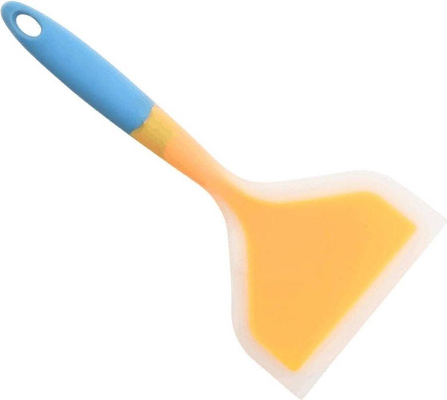 Siliconen pannenkoeken schep brede spatel turner hoge hittebestendige premium flexibele non-stick rubberen spatel bakken spatel geelblauw