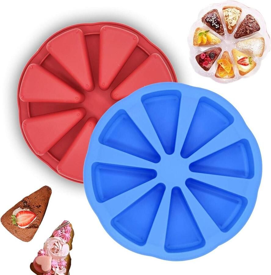 Siliconen bakvorm 8 holtes scones pan driehoek taartschijf pizzacakevorm Quichevorm voor muffin tin brownie cakevorm tartelette vormen