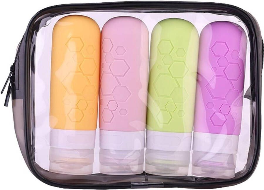 Siliconen reisflessen 4 stuks navulbaar lekvrij voor shampoo crème spoeling lichaamsverzorging reisflesjes handbagage