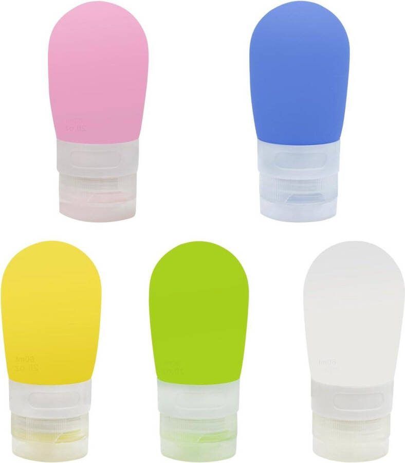Siliconen reisflessen 5 stuks 60 ml Draagbare Squeezy flessen reisflesjes handbagage