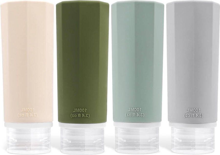 Siliconen reisflessen set 100 ml navulbaar en lekvrij voor cosmetica en shampoo reisflesjes handbagage