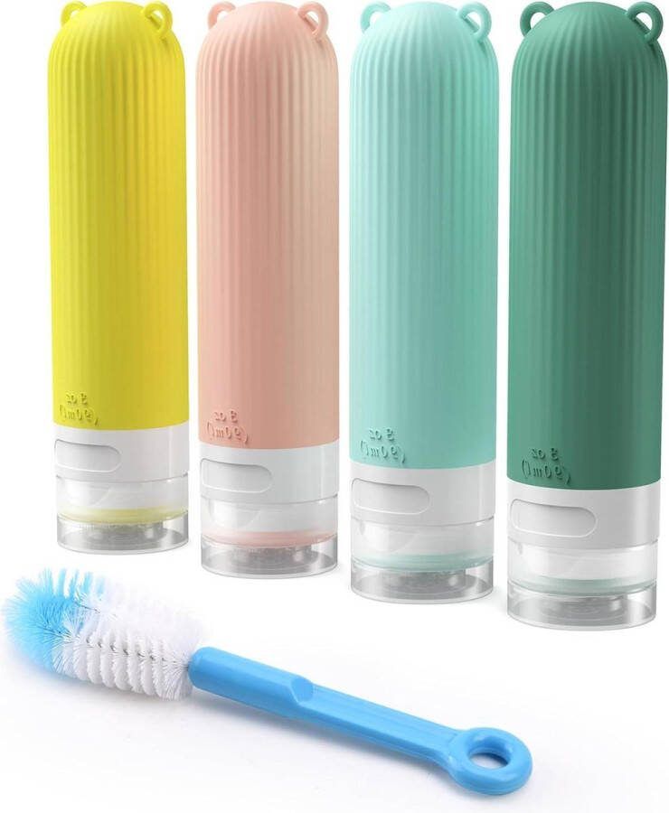 Siliconen reisflessen set 4 stuks lekvrij navulbaar shampoo crème spoeling_BODYverzorging reisflesjes handbagage