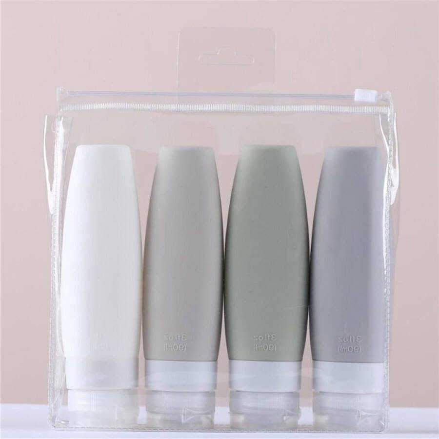 Siliconen Reisflessen Set Lekvrij en Navulbaar Voor Shampoo Cosmetica Lotion Reizen 4 Stuks reisflesjes handbagage