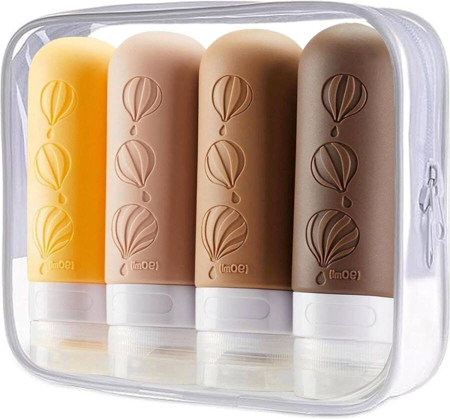 Siliconen Reisflessen Set Lekvrije Navulbare Toilettas 90ml Draagbare Reisaccessoire Shampoo Lotions. reisflesjes handbagage