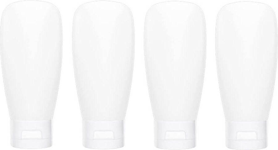 Siliconen Reisflessen Set Navulbare Reisflesjes Knijpbare Containers Voor Shampoo Lotion Spoeling Douchegel Wit 4st reisflesjes 100ml