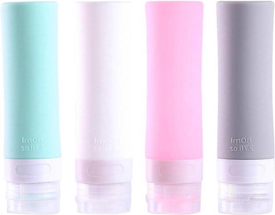 Siliconen reisflessenset lekvrije 80 ml navulbaar en draagbaar voor lotion shampoo en meer reisflesjes 100ml