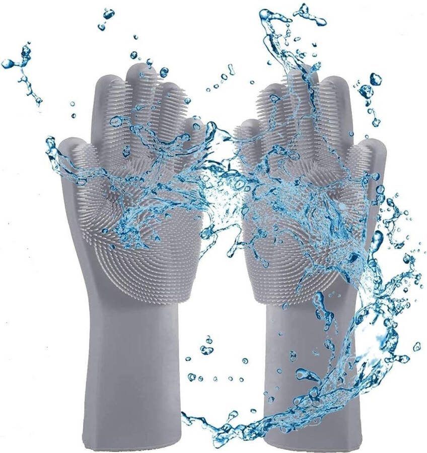 Siliconen schoonmaakhandschoenen met borstel herbruikbare huishoudhandschoenen met magische borstel massagebad voor huisdieren autowashandschoenen