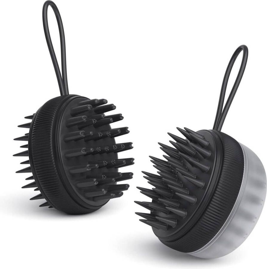Siliconen shampooborstel hoofdmassageapparaat voor nat en droog haar TOUCHBeauty AG-2251B badborstel voor mannen vrouwen huisdieren verbetert doorbloeding zwart