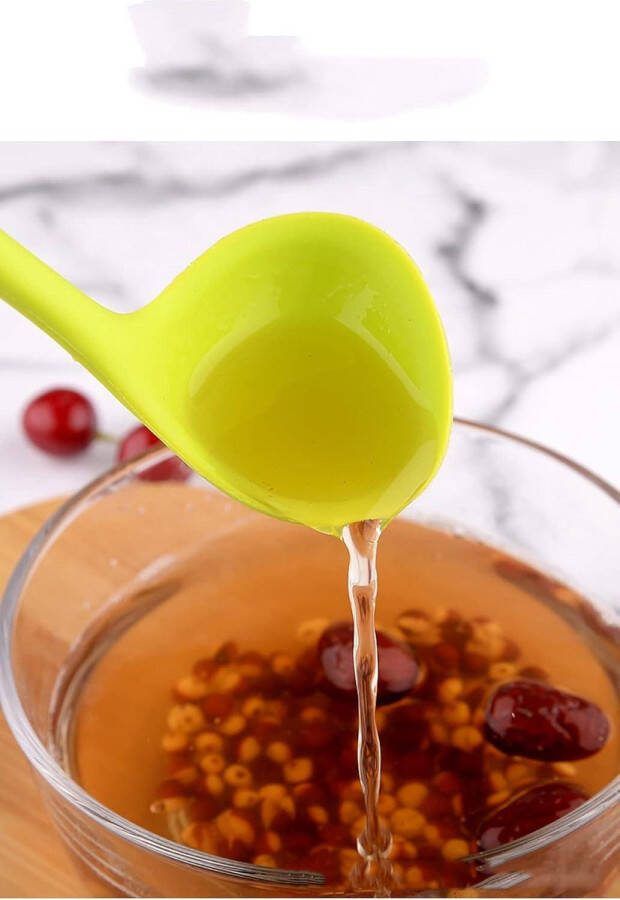 Siliconen soeppan lange handgreep grote lepel antiaanbaklaag geschikt voor hoge temperatuur verdikte lepel kookgerei serveren zwart