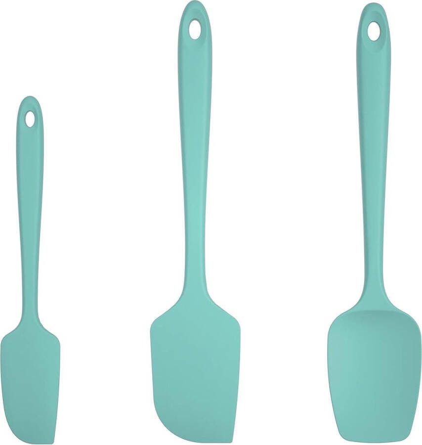 Siliconen spatel set van 3: U-knop 315℃ hittebestendige non-stick rubberen spatel BPA-vrije flexibele deegschraper & Taartschraper voor Koken Mengen Bakken Decoreren (Aqua Sky)