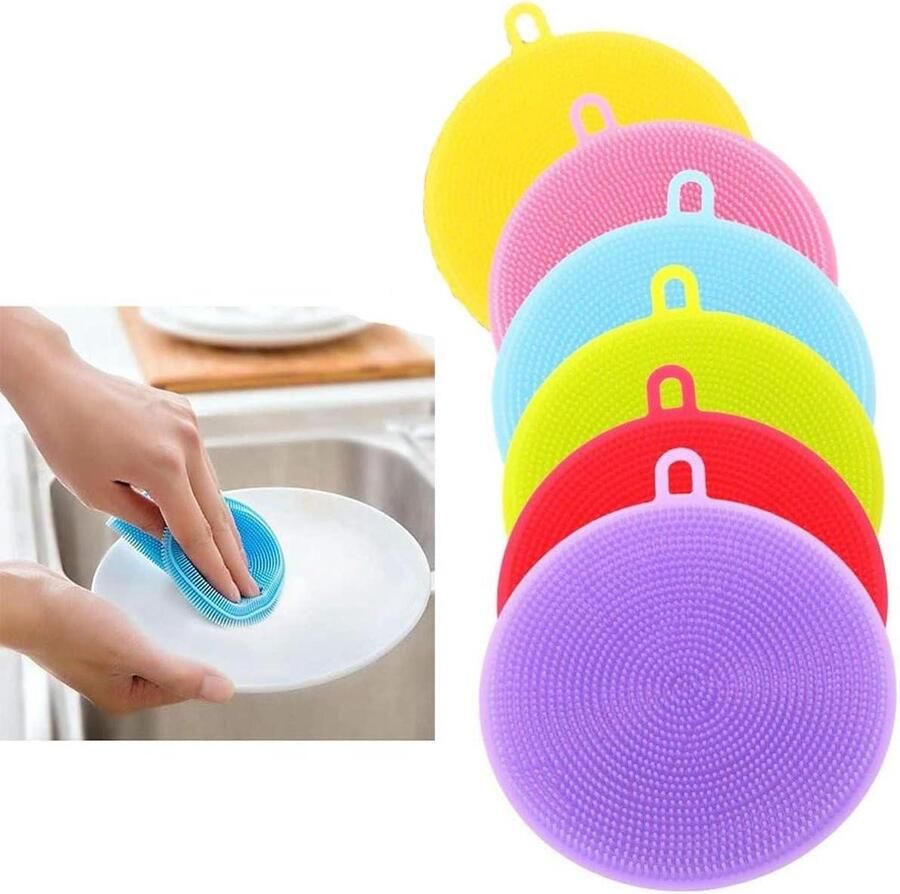 Siliconen sponzen voor keuken 6 stuks afwasborstels multifunctioneel voor groente en fruit pan reinigingsborstels Afwasborstel