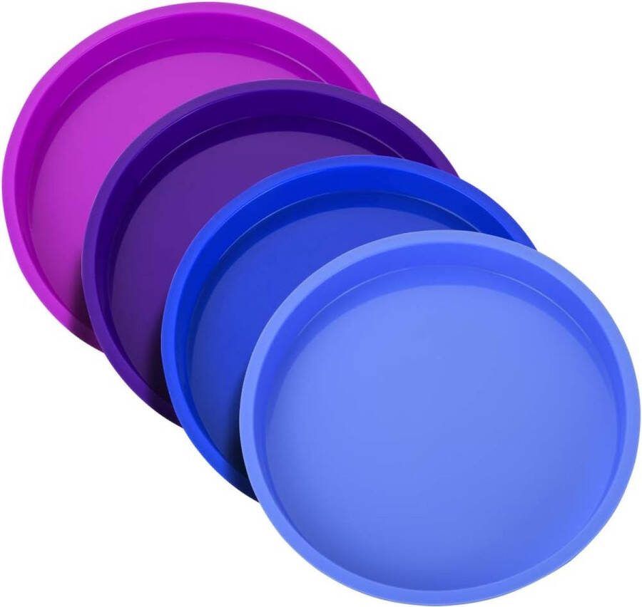 Siliconen taartvormen rond gelaagde cake bakvorm 15 cm: 15 cm bakvormen set regenboog taartvorm lekvrij bakvorm bakken gelaagd anti-aanbak BPA-vrij voor verjaardagsfeest bruiloft 4 stuks