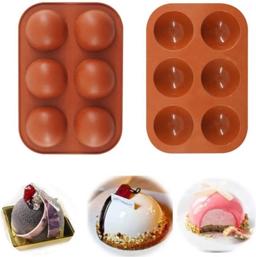 Siliconen Vorm om Bolletje mee te maken 2 5 x 19 5cm 5 cm diameter Siliconen Bakvorm – 6 Halve Bollen – Brownies Vorm Cupcakevorm Cakevorm Bak en Pan Decoraties